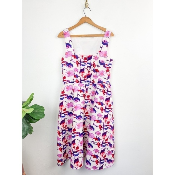 Rickie Freeman for Teri Jon Purple Floral High Neck Knee Length Dress Sz 12 - Picture 2 of 10